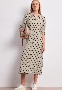Midi-jurk met knopen en stippenpatroon