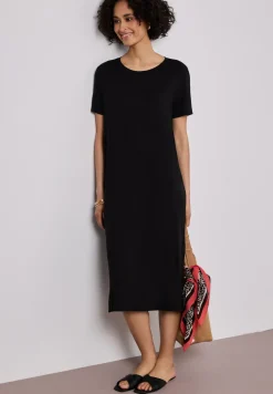 Midi-jurk met korte mouwen en splitdetail