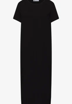 Midi-jurk met korte mouwen en splitdetail