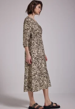 Midi-jurk met leoprint