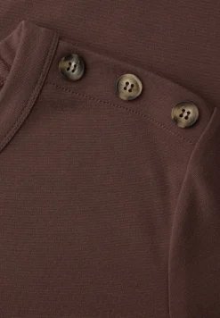 Midi-jurk met ronde hals en knoopdetail