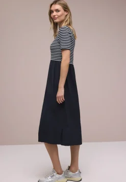 Midi-jurk met structuurmix