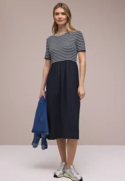 Midi-jurk met structuurmix