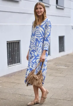 Midi-jurk met V-hals en print