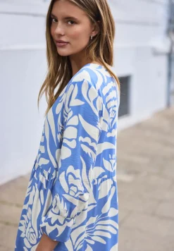 Midi-jurk met V-hals en print