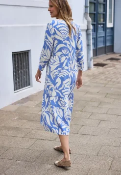 Midi-jurk met V-hals en print