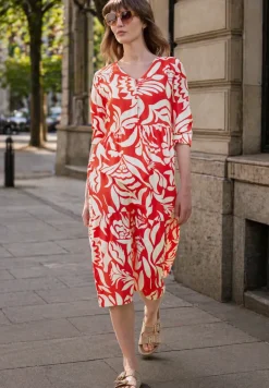 Midi-jurk met V-hals en print