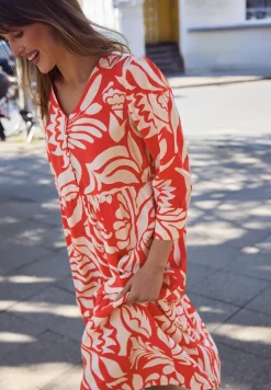 Midi-jurk met V-hals en print