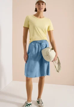 Midi-rok met denimlook zakken