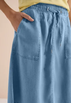 Midi-rok met denimlook zakken