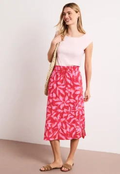 Midi-rok met elastische tailleband en print