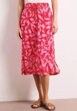 Midi-rok met elastische tailleband en print