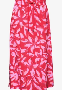 Midi-rok met elastische tailleband en print