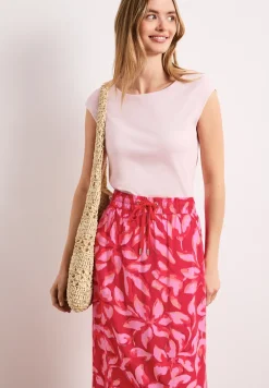 Midi-rok met elastische tailleband en print