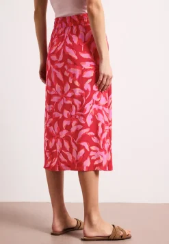 Midi-rok met elastische tailleband en print
