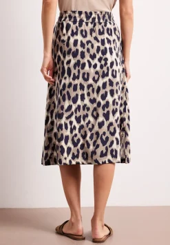 Midi-rok met elastische tailleband en print