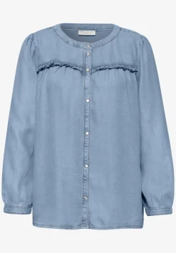 3/4-mouwen blouse in een verwassen look