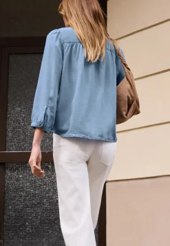 3/4-mouwen blouse in een verwassen look