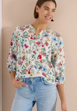 3/4-mouwen blouse met gespleten hals en print