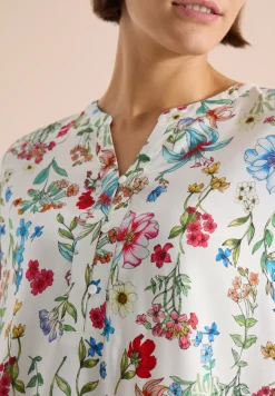 3/4-mouwen blouse met gespleten hals en print