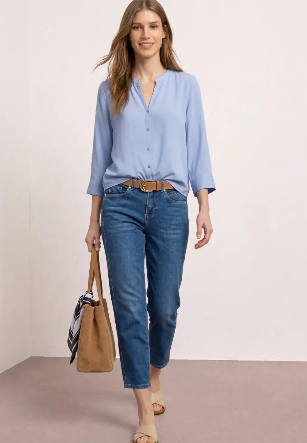 3/4-mouwen blouse met knoopdetail