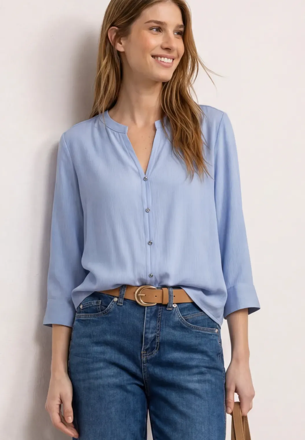 3/4-mouwen blouse met knoopdetail