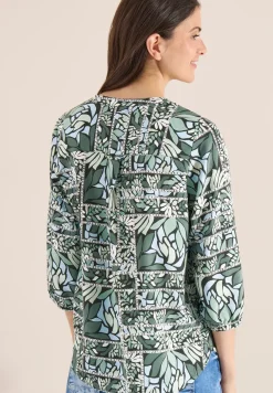 3/4-mouwen blouse met patchworkprint