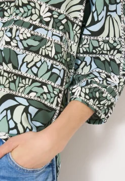 3/4-mouwen blouse met patchworkprint