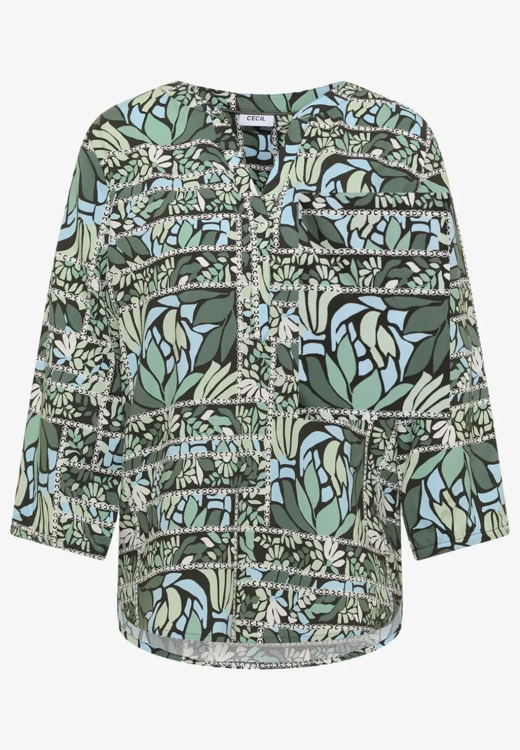 3/4-mouwen blouse met patchworkprint