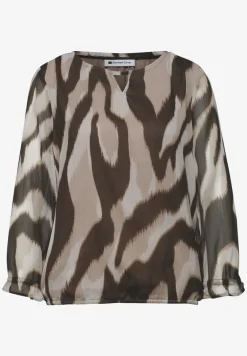 3/4-mouwen blouse met ronde hals in chiffon