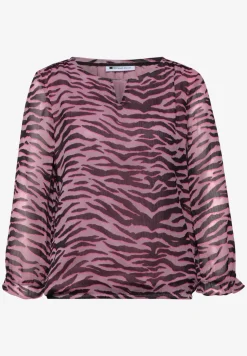 3/4-mouwen blouse met ronde hals in chiffon