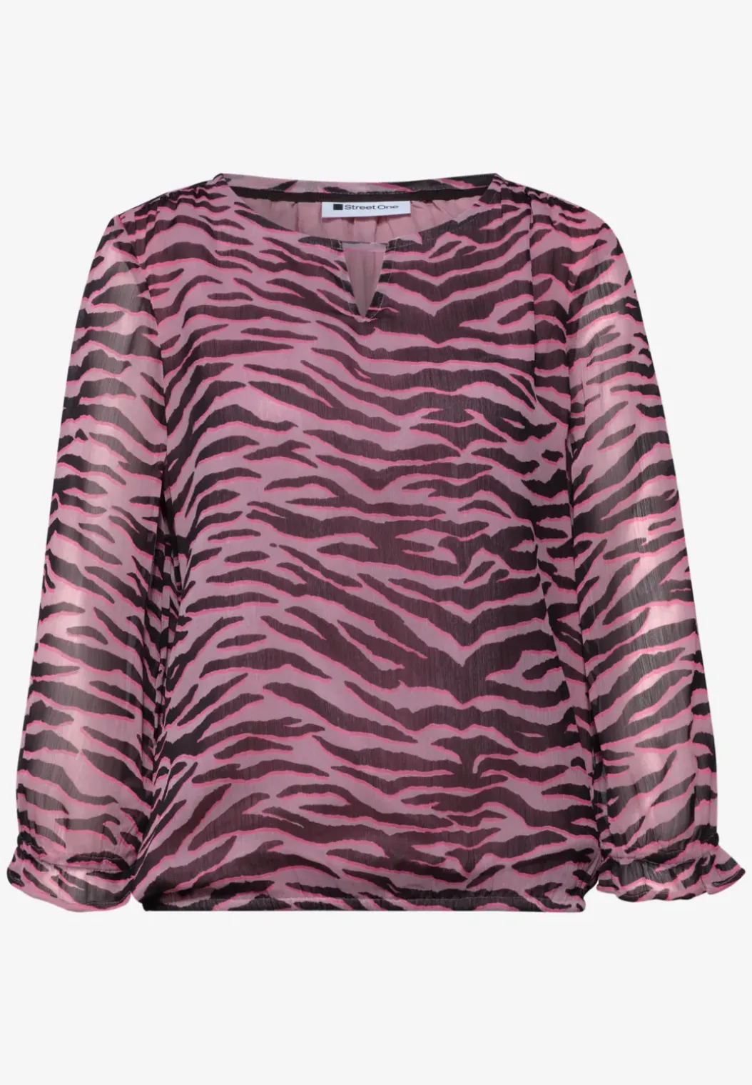 3/4-mouwen blouse met ronde hals in chiffon