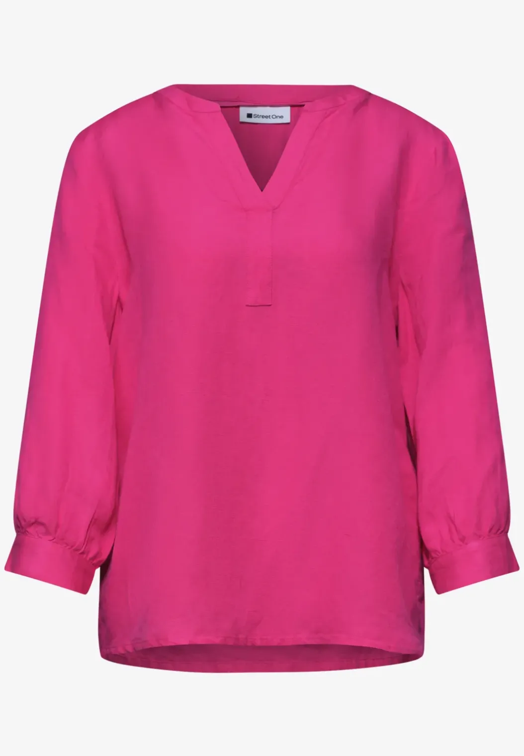3/4-mouwen blouse van linnenmix met gespleten hals