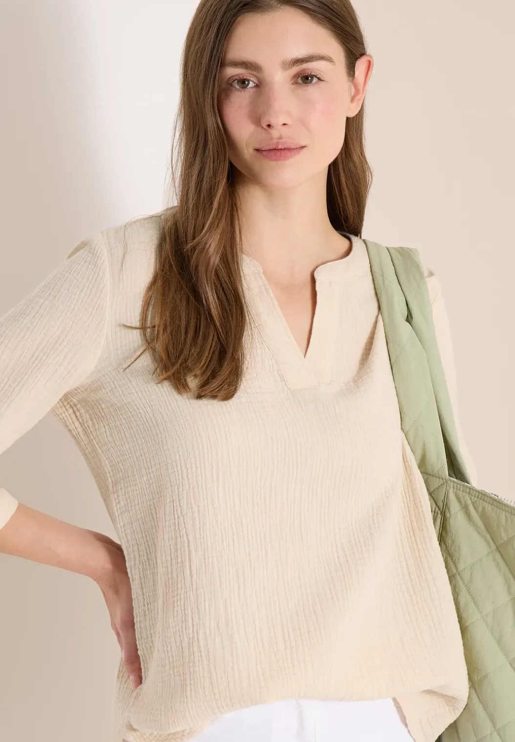 3/4-mouwen blouse van mousseline