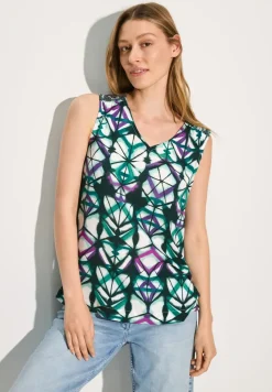 Mouwloze blouse met print