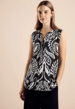 Mouwloze blouse met print