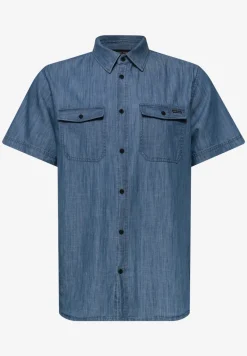 Overhemd met korte mouwen in denimlook