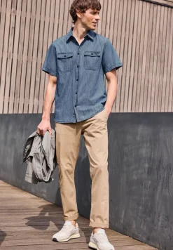 Overhemd met korte mouwen in denimlook