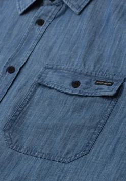 Overhemd met korte mouwen in denimlook