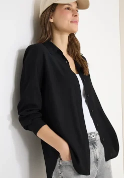Overhemdblouse in effen kleur