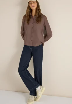 Overhemdblouse in effen kleur