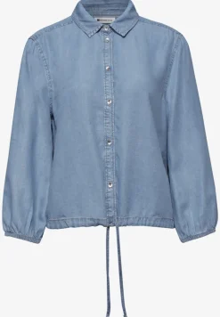 Overhemdblouse met 3/4 mouwen in denimlook