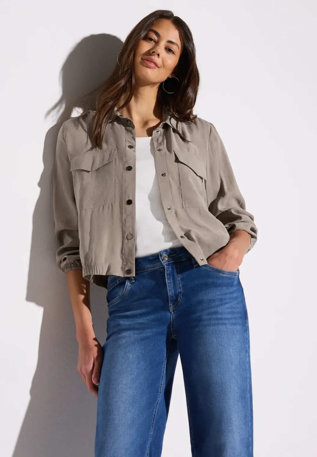 Overhemdblouse met borstzakken