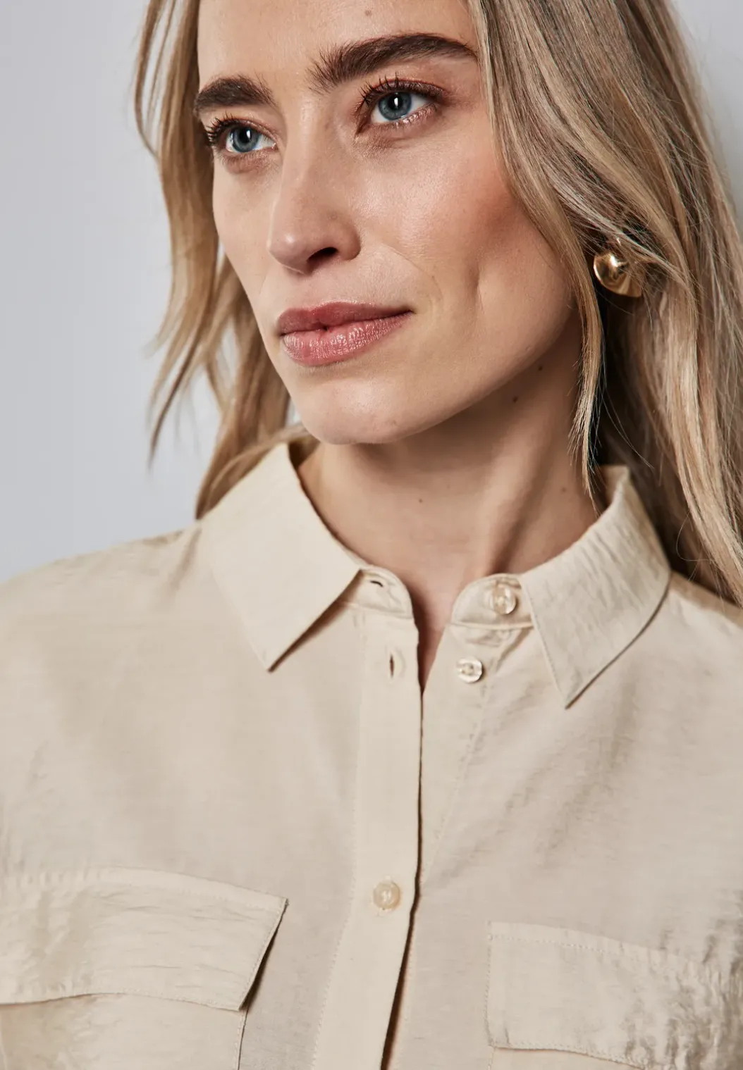 Overhemdblouse met borstzakken