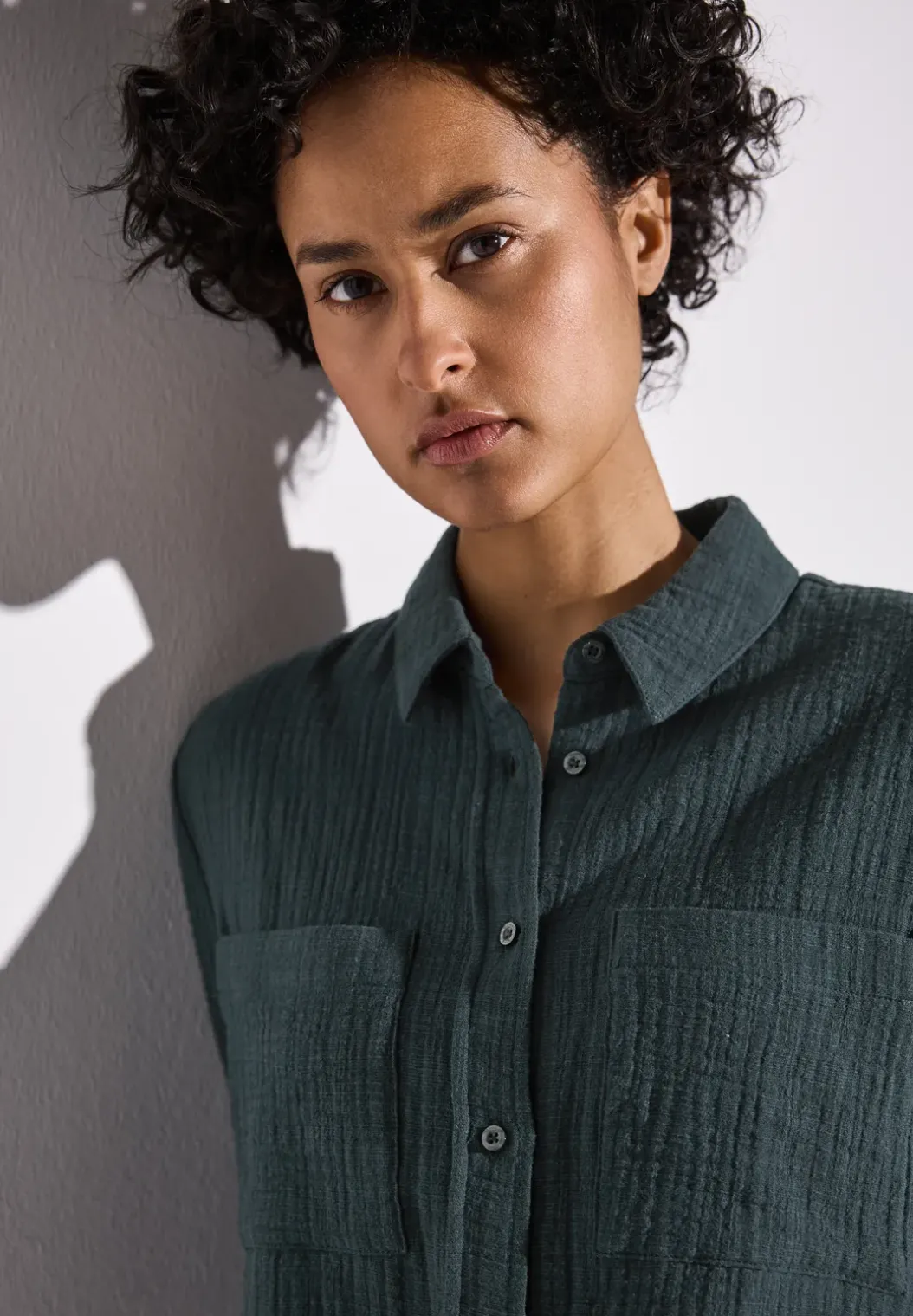 Overhemdblouse met borstzakken