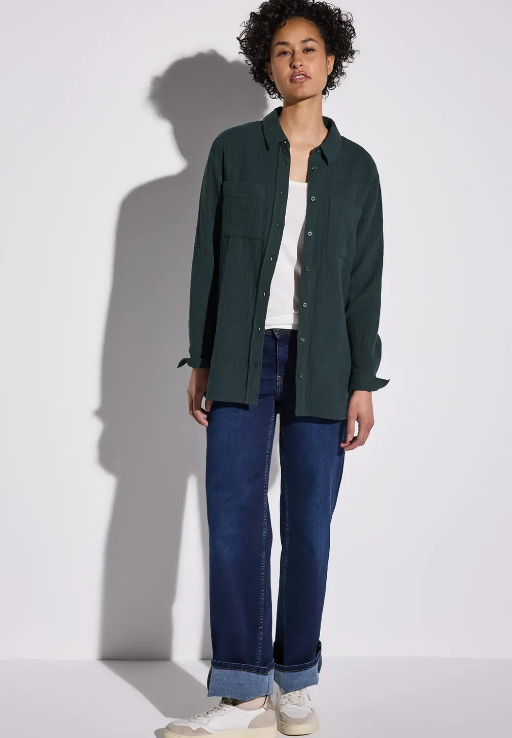 Overhemdblouse met borstzakken