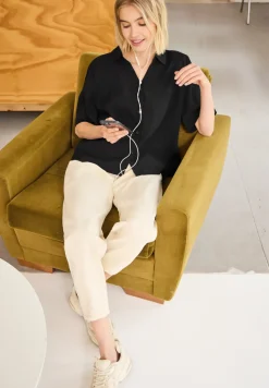 Overhemdblouse met een gekreukte textuur