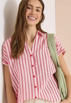 Overhemdblouse met hangende schouder in linnen