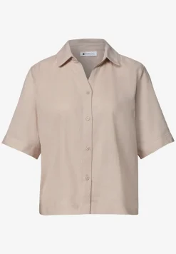 Overhemdblouse met korte mouwen in effen kleur