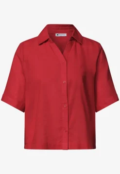 Overhemdblouse met korte mouwen in effen kleur